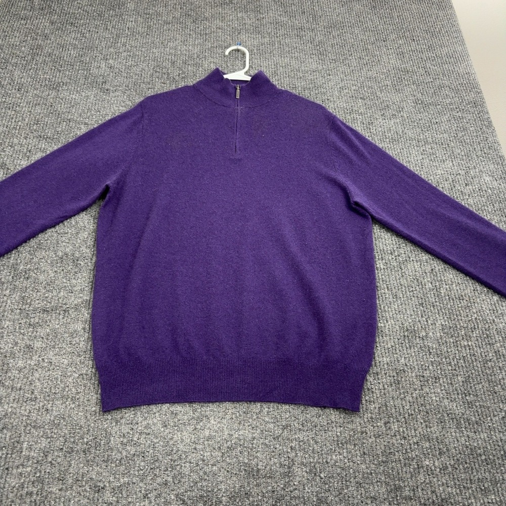 Jeremy Argyle NYC Sweater Mens‎ L Purple Cashmere Quarter Zip Mock Neck Style